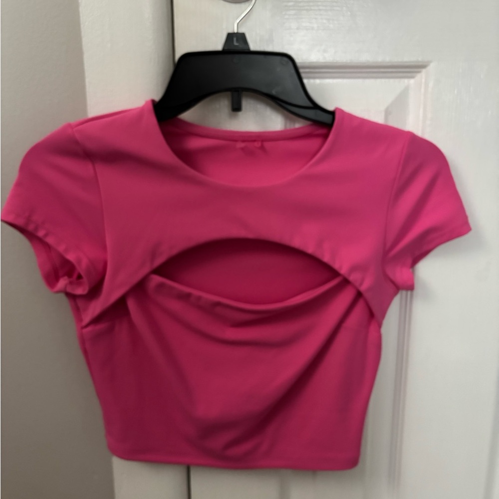 Pink Cut-Out Women's Top